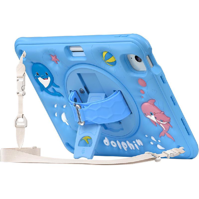 Kadasic Cartoon Strap Back Cover Tablet Case for Kids Blue for iPad Air 11 M4/iPad Air 11 M3/iPad Air 11 M2/iPad Air 5th Gen