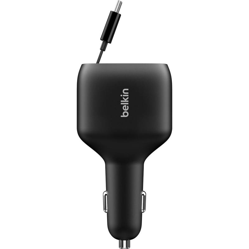 Belkin BoostCharge 75W Car Charger with Built-in Retractable USB-C Cable + USB-C and USB-A Ports — view 2