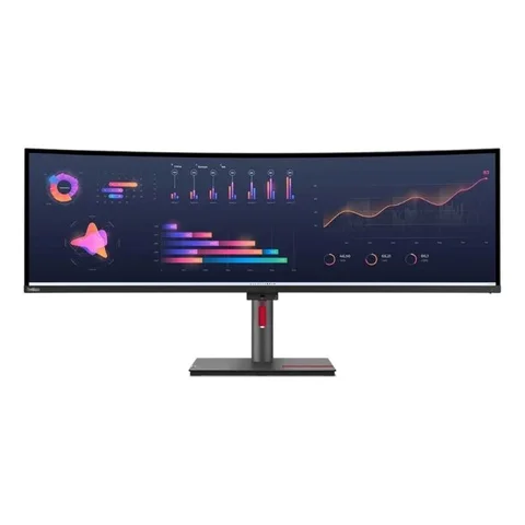 Lenovo Think Vision 49inch 5K 5120X1440 Curved Monitor, Anti-glare, USB-C, HDMI, DP, RJ45, Tilt Adjustable - 63DBRAT1UK