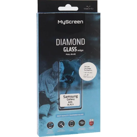 MyScreenPROTECTOR DIAMOND GLASS edge Full Glue, Black Smartphone Screen Protector for Samsung Galaxy A35 5G