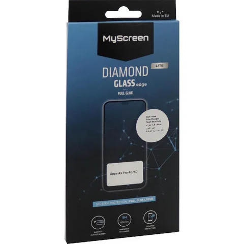 MyScreenPROTECTOR DIAMOND GLASS edge Lite Full Glue, Black Smartphone Screen Protector for OPPO A5 Pro
