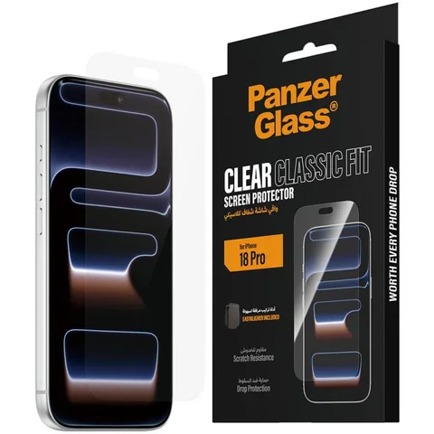PanzerGlass Classic Fit Tempered Glass, Clear Smartphone Screen Protector for iPhone 18 Pro
