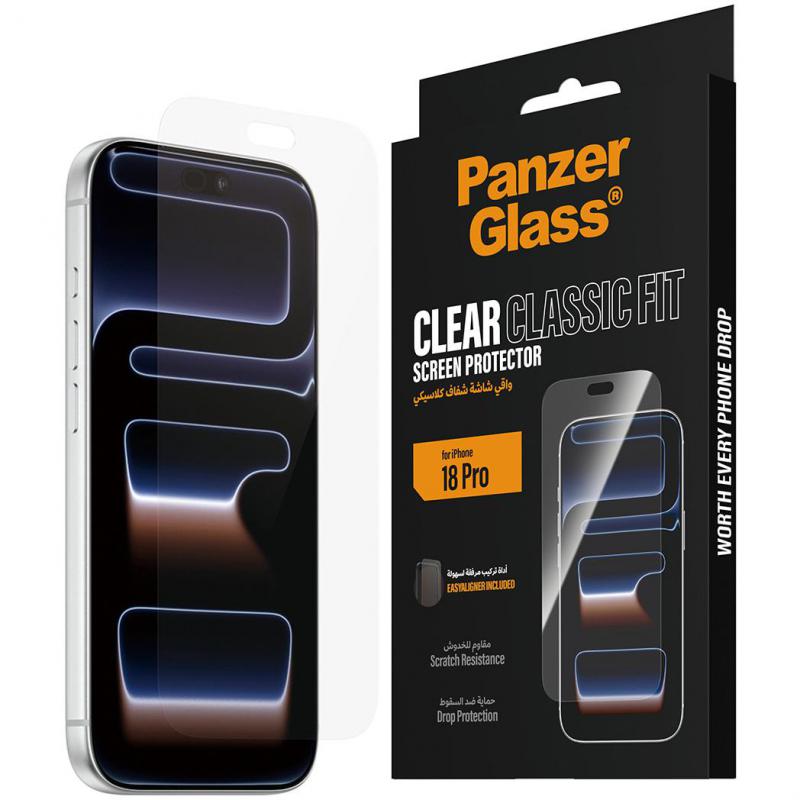 PanzerGlass Classic Fit Tempered Glass, Clear Smartphone Screen Protector for iPhone 18 Pro