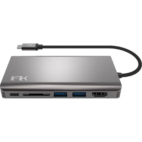 FeelTek C-Series 8-in-1 Multi-port Station 8 Port (RJ-45/2X USB-A/USB-C/SD Card/HDMI/VGA/Audio Output)