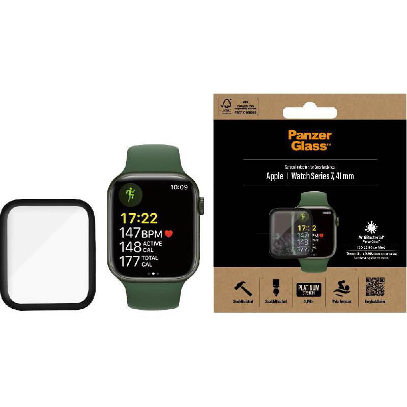 PanzerGlass Super+ Glass, Black Smartwatch Screen Protector for Apple Watch Series 9 41/Watch Series 8 41/Watch Series 7 41 — view 2