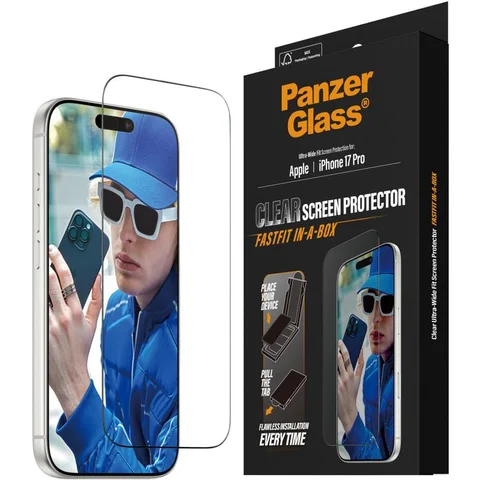 PanzerGlass Ultra-Wide Fit Tempered Glass with Black Frame Smartphone Screen Protector for iPhone 17 Pro