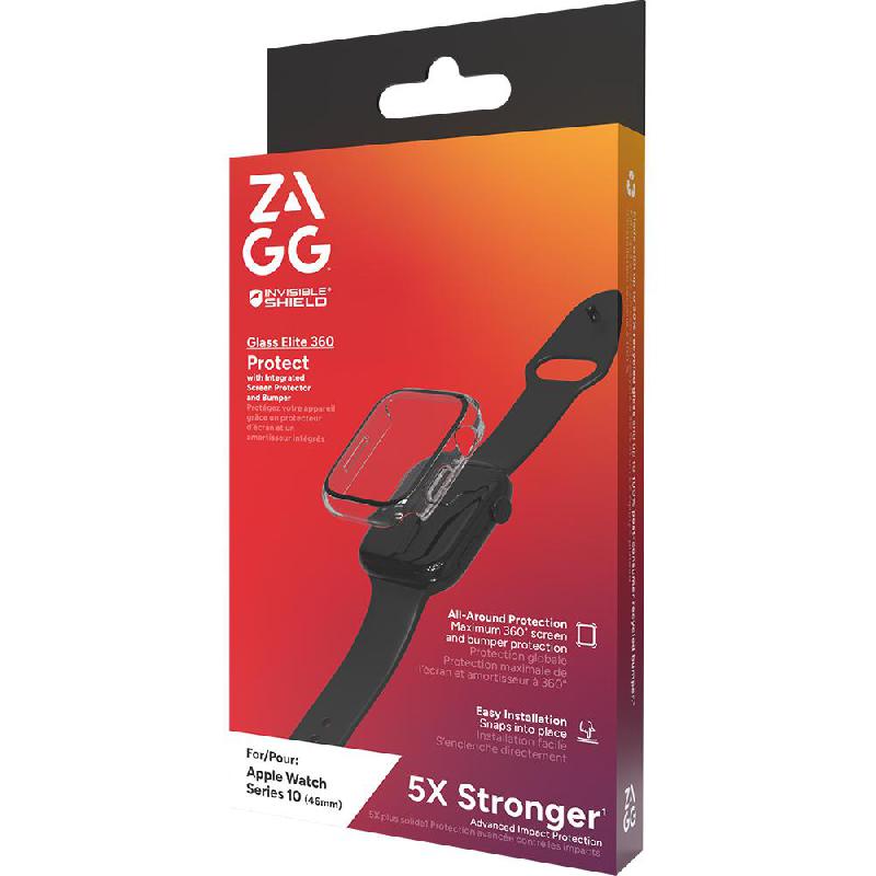 Zagg Glass Elite 360 PC Bumper/Glass, Silky, Smooth Feel Smartwatch Screen Protector for Apple Watch Series 11 46/Watch Series 10 46 — view 2