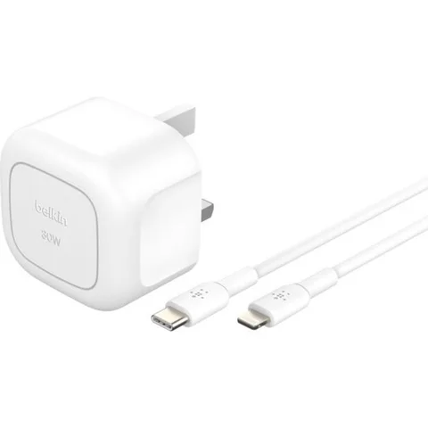 Belkin BoostCharge USB-C PD 3.1 PPS Wall Charger 30W + USB-C Cable with Lightning Connector