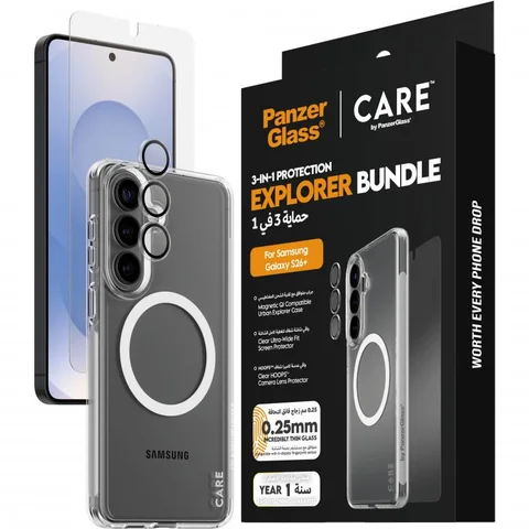 PanzerGlass 3-in-1 Protection Pack Urban Explorer Case + Screen Protector + Hoops Camera Lens Protector Smartphone Case Bundle