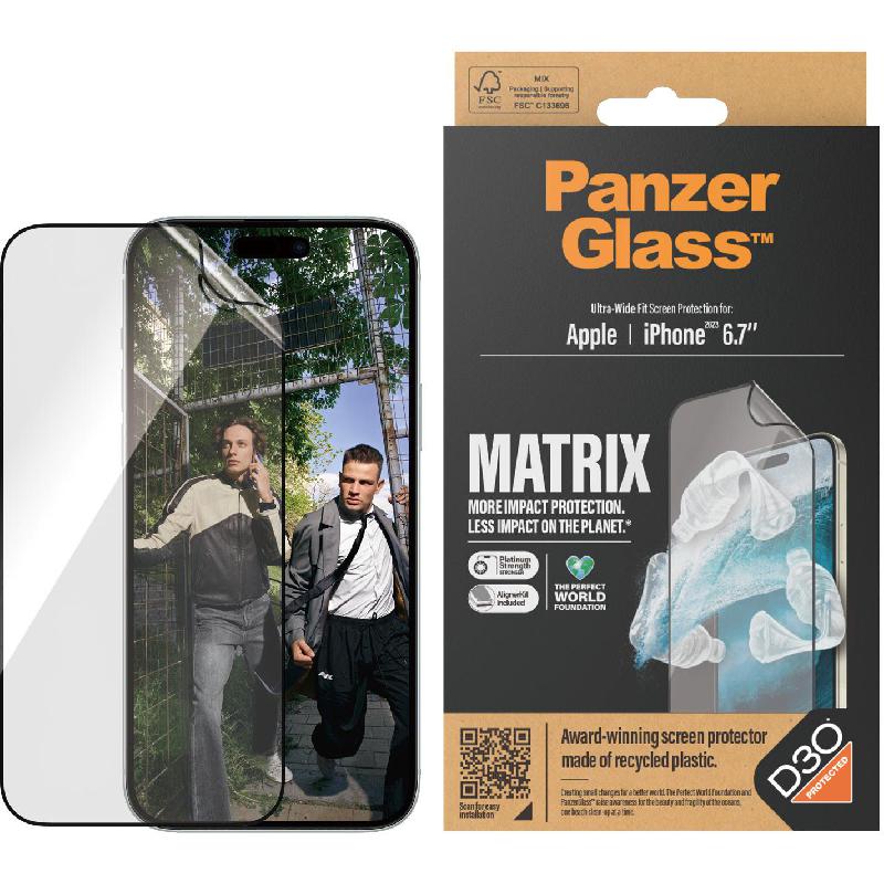 PanzerGlass Matrix Hybrid Glass PET, Components from Film and Glass, D3O Protected Smartphone Screen Protector for iPhone 15 Plus — view 2