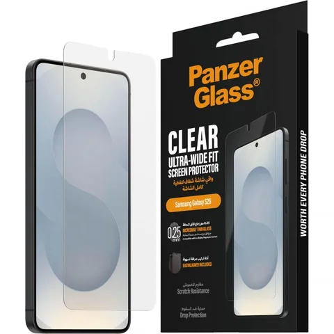 PanzerGlass Ultra-Wide Fit Tempered Glass, Clear Smartphone Screen Protector for Samsung Galaxy S26