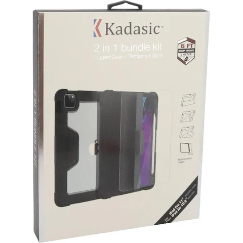 Kadasic 2-in-1 Bundle Tablet Case with Screen Protector Black for iPad Pro 11 - 2022/iPad Pro 11 - 2021/iPad Air 10.9 5th Gen
