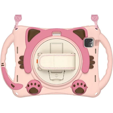 Kadasic Cartoon Strap Back Cover Tablet Case for Kids Pink for iPad Pro 11 - 2022/iPad Pro 11 - 2021/iPad Air 10.9 5th Gen