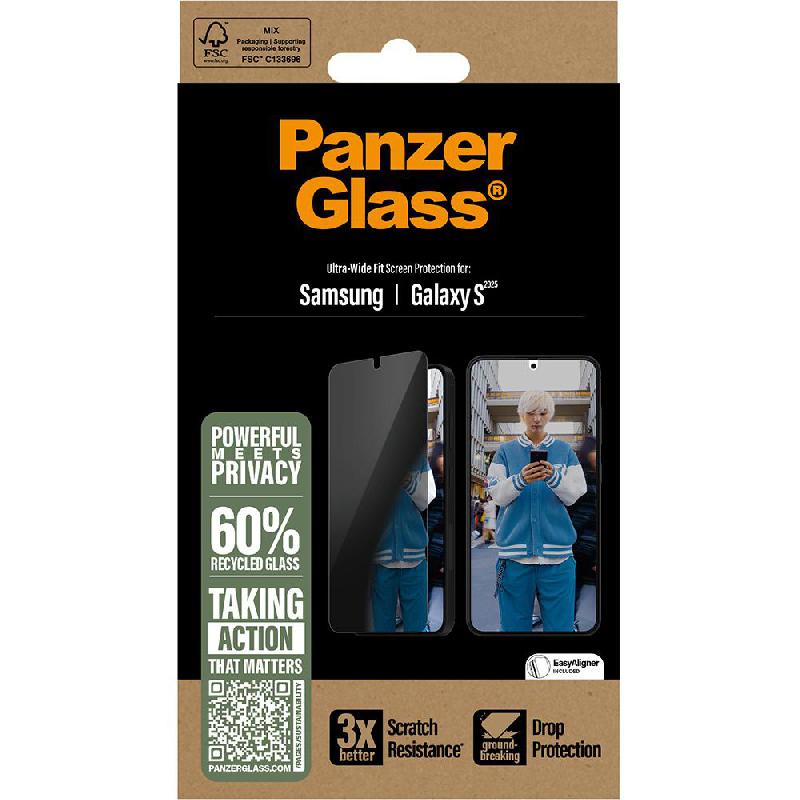 PanzerGlass Ultra-Wide Fit Tempered Glass, Privacy Smartphone Screen Protector for Samsung Galaxy S25 — view 3
