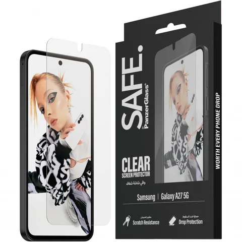 PanzerGlass SAFE Ultra Wide Fit Tempered Glass, Edge-to-Edge Smartphone Screen Protector for Samsung Galaxy A27