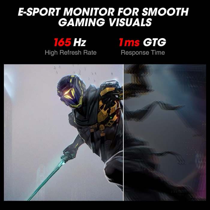 Koorui Gaming Monitor 24 inch IPS, Full HD1920 x 1080, Display 165Hz, HDMI, Adaptive Sync, Ultra Slim Frame, DisplayPort, Black – 24E3 — view 3