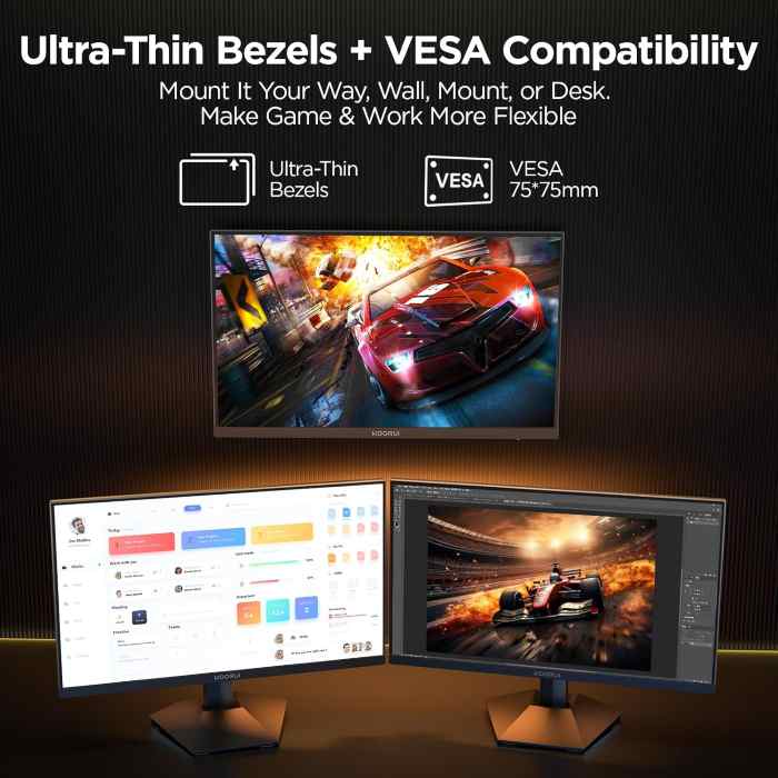 Koorui Gaming Monitor 25 inch VA, Full HD 1920 x 1080, 170Hz, HDMI, 1ms, FreeSync & G-Sync Compatible, DisplayPort, Black – 25E3A — view 4