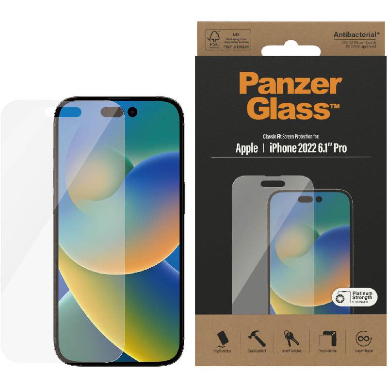 PanzerGlass Classic Fit Tempered Glass, Clear Smartphone Screen Protector for iPhone 14 Pro — view 2