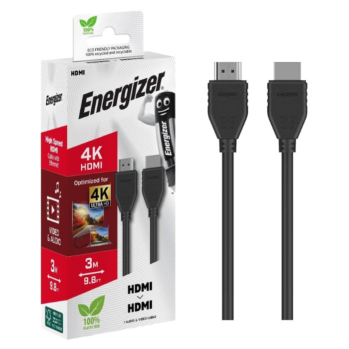 Energizer 4K HDMI To HDMI 3 Meter Cable - Black — view 2