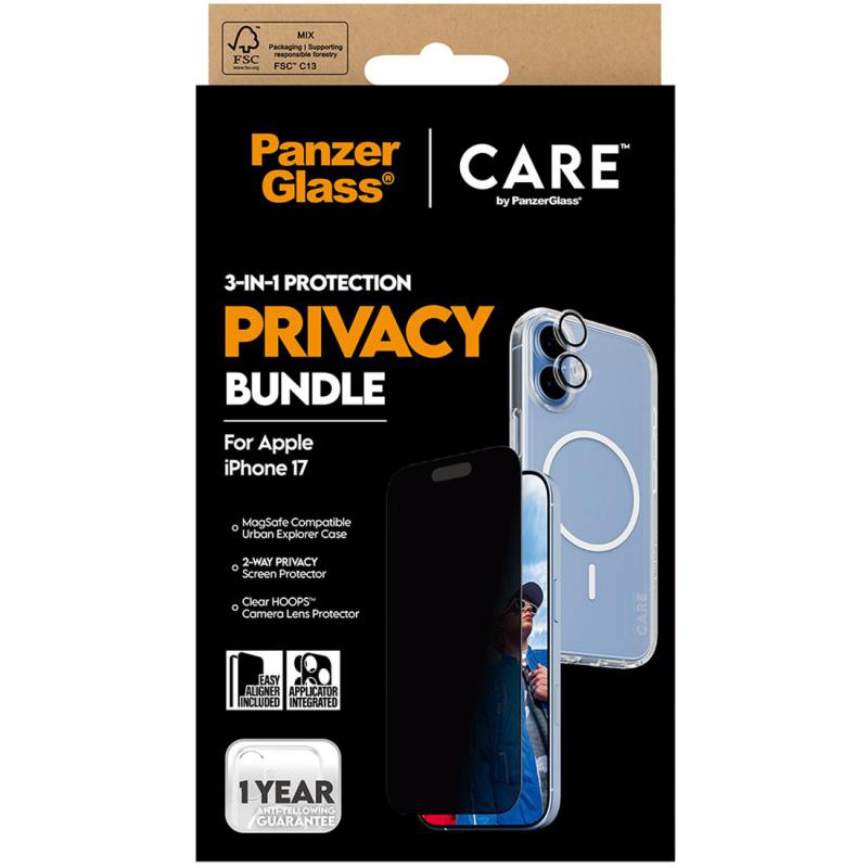 PanzerGlass 3-in-1 Pack Hard MagSafe Case + Privacy Screen Protector + Hoops Camera Lens Protector Smartphone Case Bundle — view 3