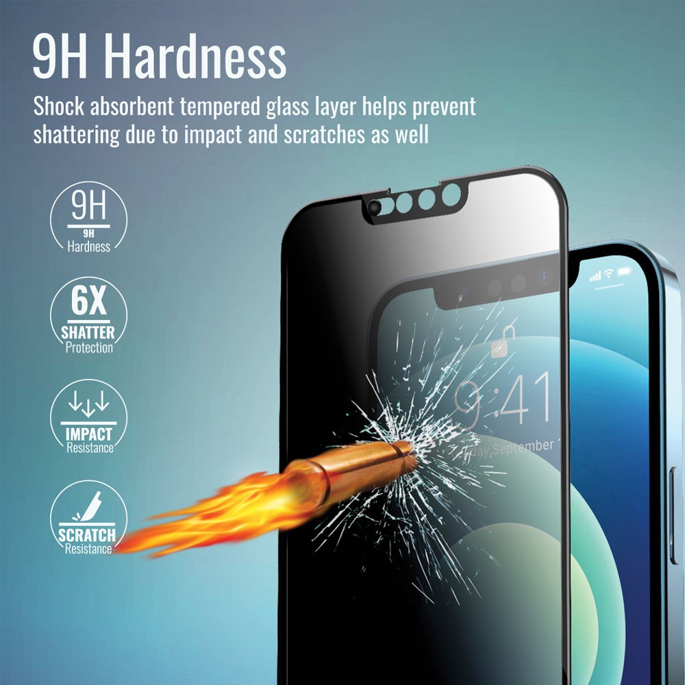 Promate Spyshield-I13MAX Matte Privacy Screen Protector for iPhone 13 Pro Max, Black — view 4