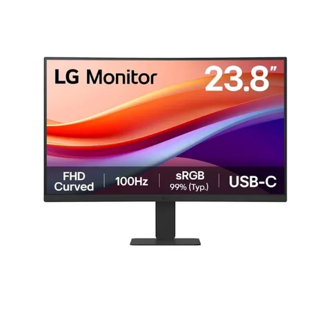 LG Curved 24inch FHD 1920X1080 Monitor, Anti-glare, USB-C, HDMI, Tilt Adjustable - 24U421A-B