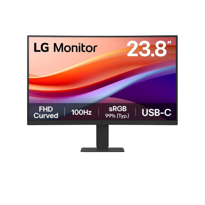 LG Curved 24inch FHD 1920X1080 Monitor, Anti-glare, USB-C, HDMI, Tilt Adjustable - 24U421A-B