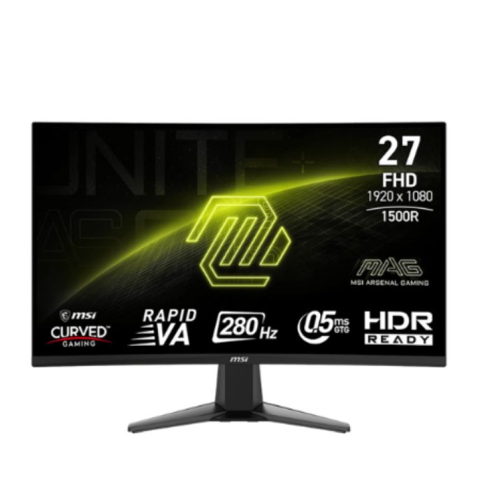 MSI MAG 276CXF 27inch FHD 1920 x 1080 Curved Gaming Monitor, 0.5MS, 280Hz, Anti-glare, HDMI, DP, Tilt, Adjustable - 9S6-3CE01M-022