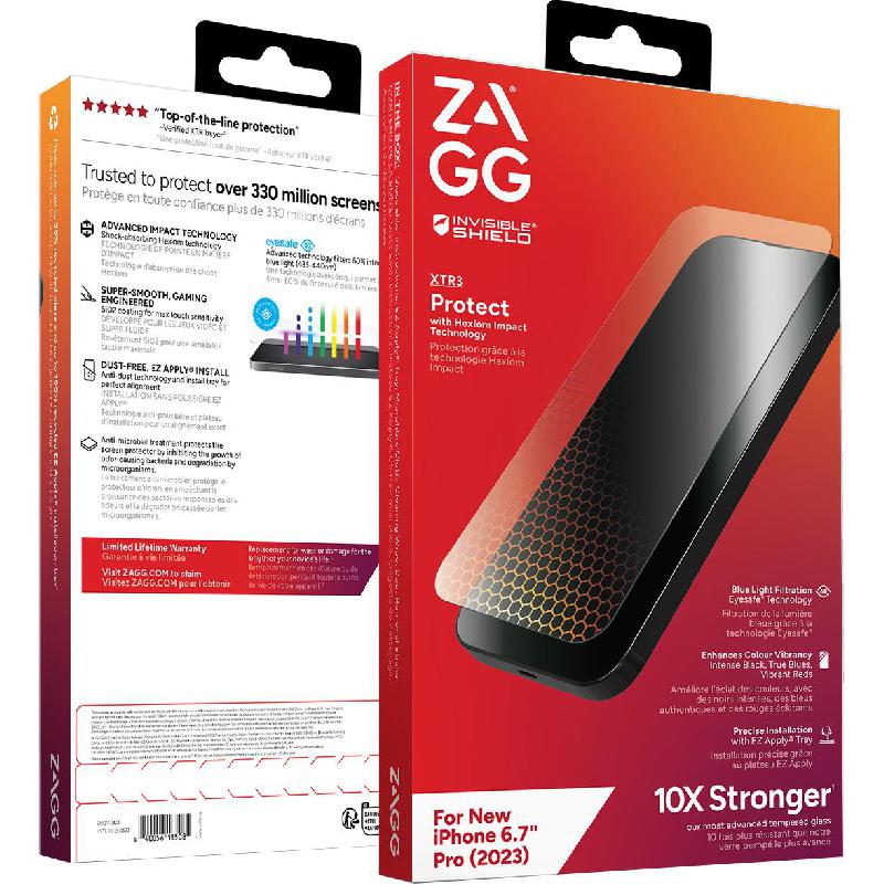 Zagg Invisible Shield Tempered Glass, 60% Intense Blue Light (435-440 nm) Case Friendly Smartphone Screen Protector for iPhone 15 Pro Max — view 2