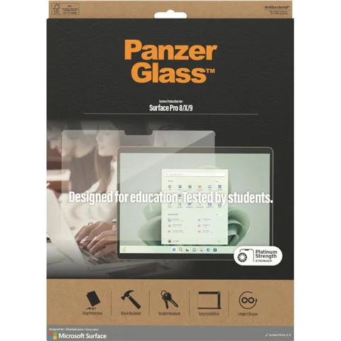 PanzerGlass Super+ Glass, Edge-to-Edge Tablet Screen Protector for Microsoft Surface Pro 9/Surface Pro X/Surface Pro 8