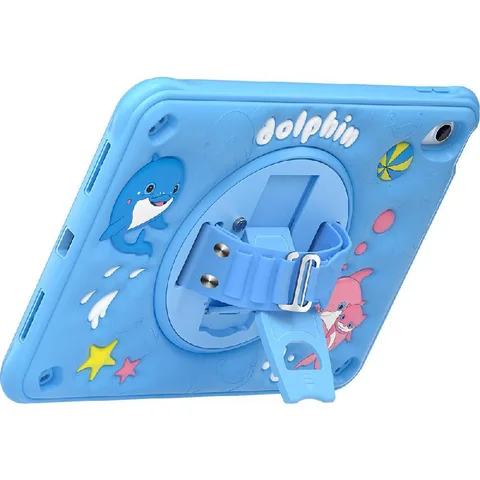 Kadasic Cartoon Strap Back Cover Tablet Case for Kids Blue for iPad 10.9 10th Gen