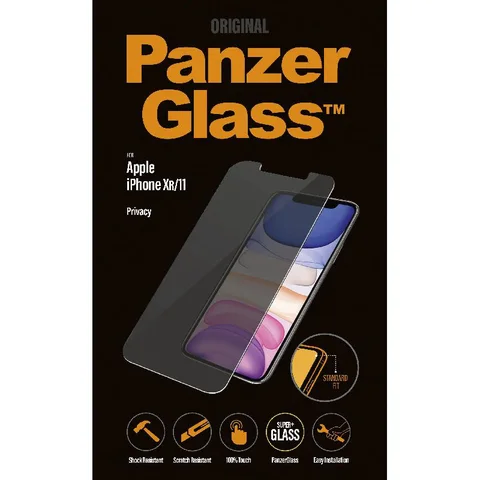 PanzerGlass Super+ Glass, Standard Fit, Privacy Smartphone Screen Protector for iPhone 11/iPhone XR