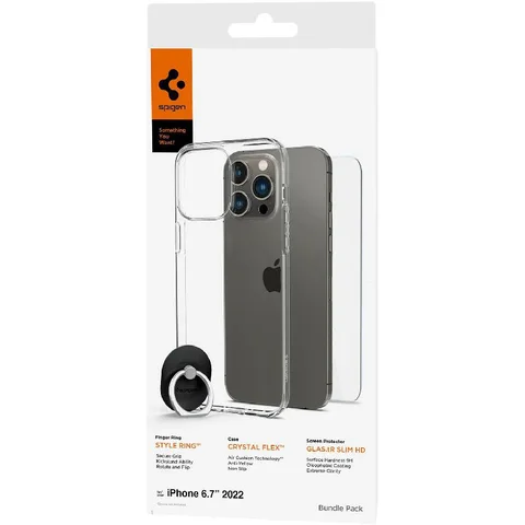 Spigen Crystal Flex Case + tR Slim HD Screen Protector + Style Ring Smartphone Case Bundle