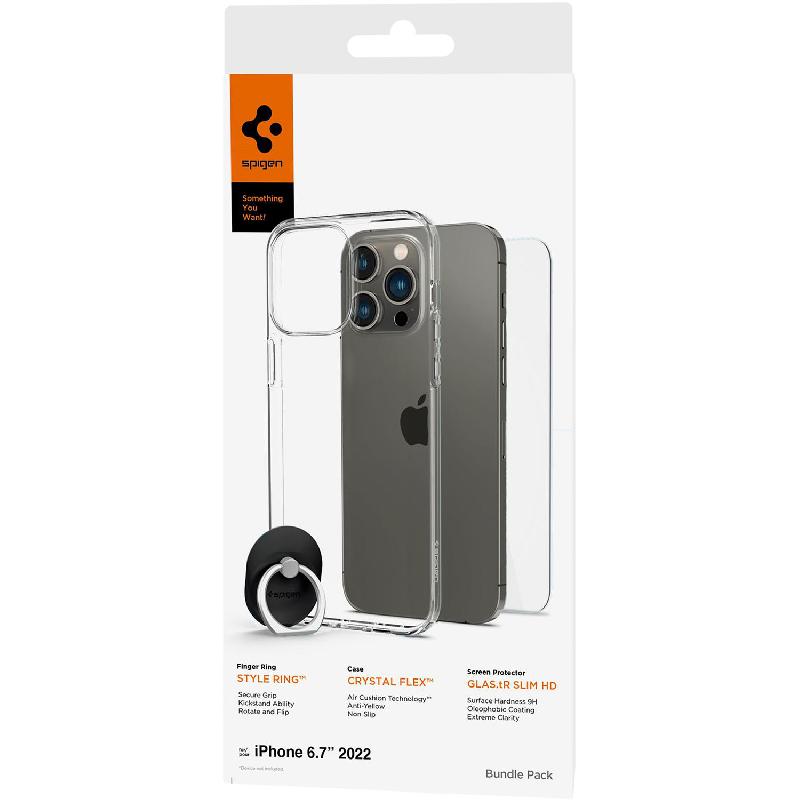 Spigen Crystal Flex Case + tR Slim HD Screen Protector + Style Ring Smartphone Case Bundle