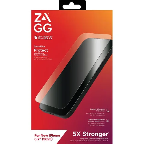 Zagg Invisible Shield Tempered Glass, Clear Case Friendly Smartphone Screen Protector for iPhone 15 Plus