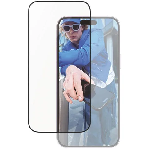 PanzerGlass Ultra-Wide Fit Tempered Glass, Exclusive Aluminum Frame, Clear Smartphone Screen Protector for iPhone 16 Plus