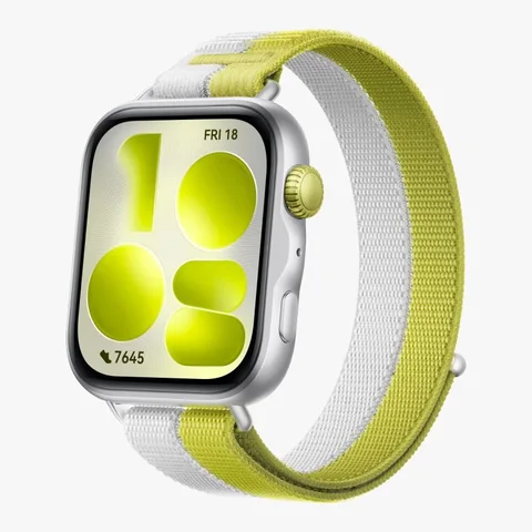 Huawei Watch Fit 5, Green-Grey Nylon Strap- Silver