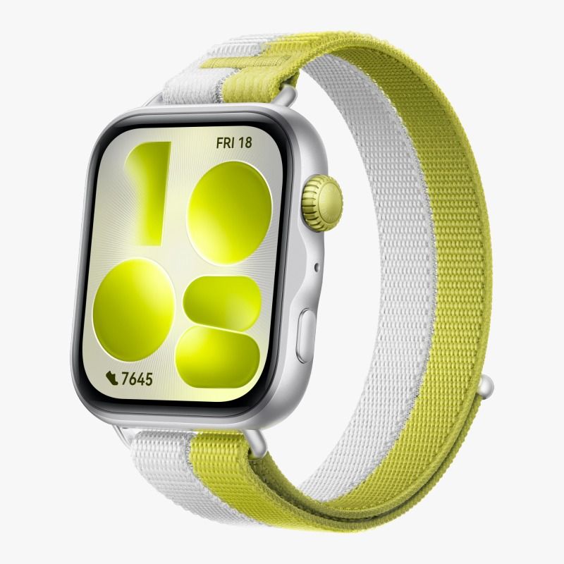 Huawei Watch Fit 5, Green-Grey Nylon Strap- Silver