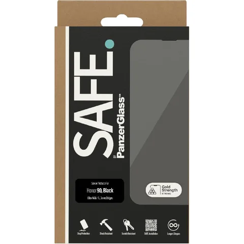 PanzerGlass SAFE Tempered Glass, Edge-to-Edge, Black Case Friendly Smartphone Screen Protector for Honor 90