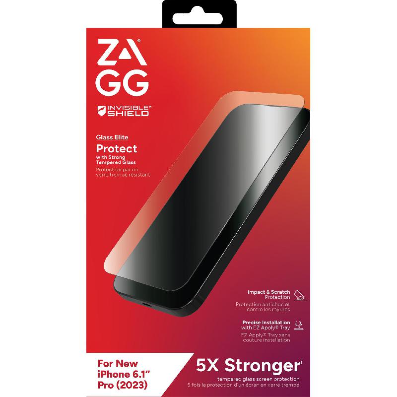 Zagg Invisible Shield Tempered Glass, Clear Case Friendly Smartphone Screen Protector for iPhone 15 Pro