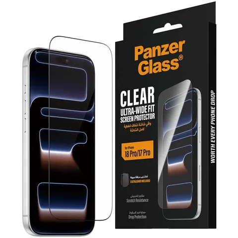 PanzerGlass Ultra-Wide Fit Tempered Glass, Clear Smartphone Screen Protector for iPhone 18 Pro