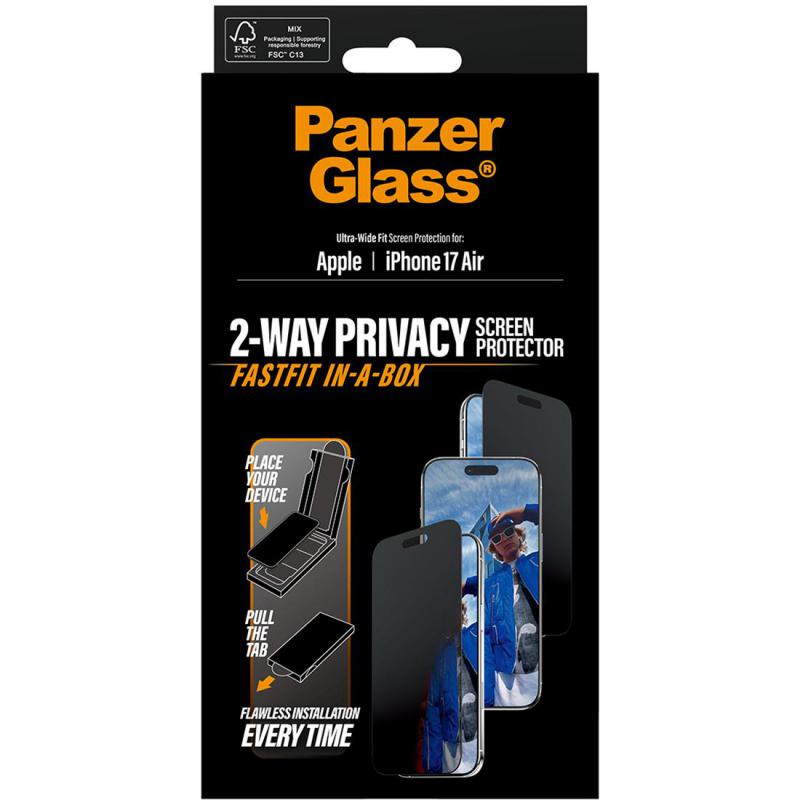 PanzerGlass Ultra-Wide Fit Tempered Glass with Black Frame, Privacy Smartphone Screen Protector for iPhone Air — view 3
