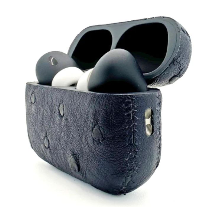 Customized Apple AirPods Pro 3 Leather Ostrich Navy — view 2