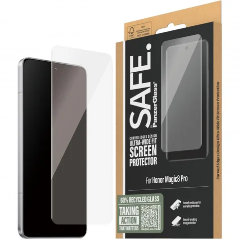 PanzerGlass SAFE Tempered Glass, Edge-to-Edge, Black Case Friendly Smartphone Screen Protector for Honor Magic8 Pro