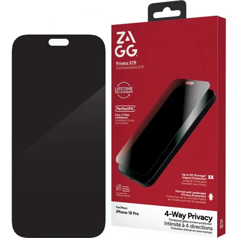 Zagg Invisible Shield Tempered Glass, 360Privacy Protection Smartphone Screen Protector for iPhone 18 Pro/iPhone 17 Pro