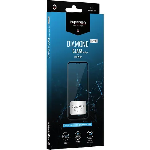 MyScreenPROTECTOR DIAMOND GLASS edge Lite Full Glue, Black Smartphone Screen Protector for Oppo A3X