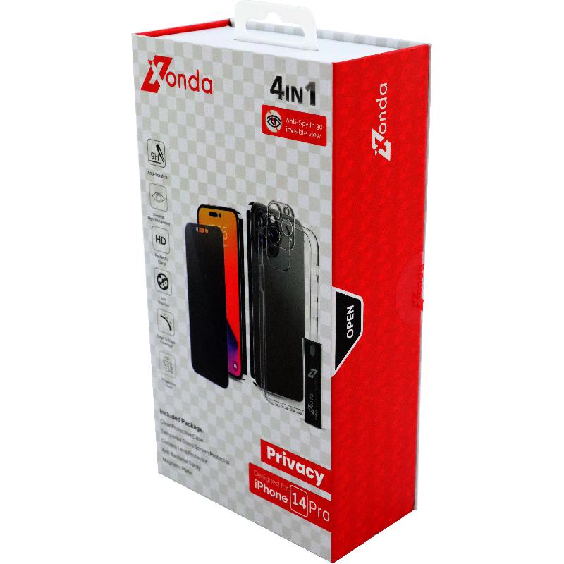 Xonda 4-in-1 Clear Case + Privacy Tempered Glass + Camera Lens + Anti-bacterial Spray Smartphone Case Bundle — view 2
