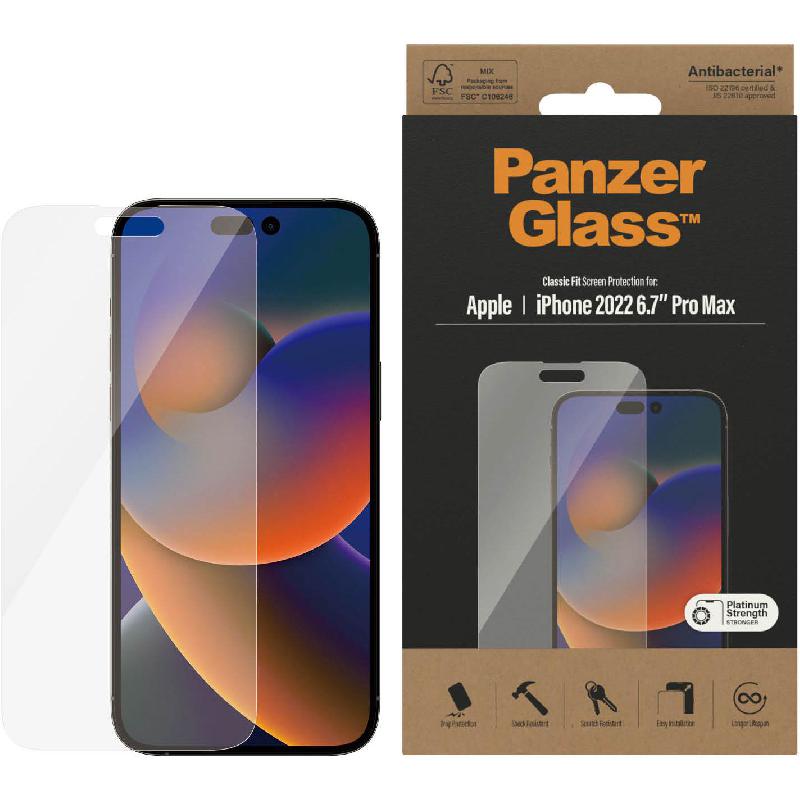 PanzerGlass Classic Fit Tempered Glass, Clear Smartphone Screen Protector for iPhone 14 Pro Max — view 2