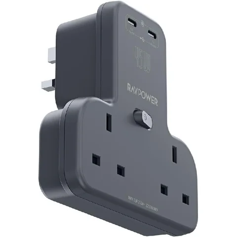 RAVPower RP-PC1065 Power Outlet Extender with 2 AC Outlets and 2 USB-C
