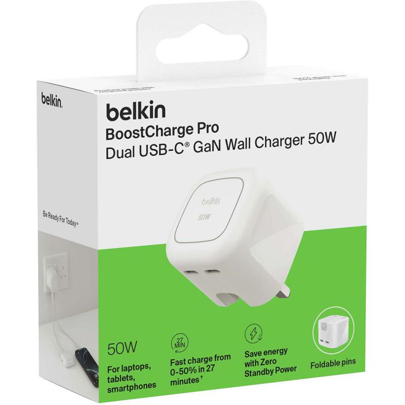 Belkin BoostCharge Pro Dual USB-C GaN Wall Charger 50W — view 3